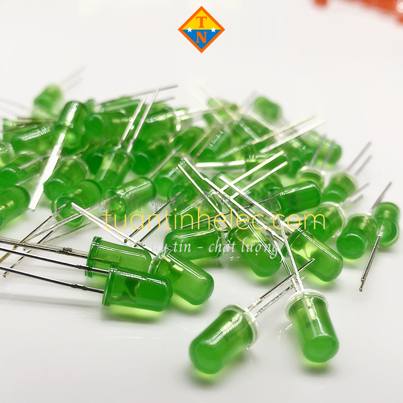 LED 5 MM đơn sắc đỏ, xanh lá cây, vàng, xanh dương, trắng (10 cái)