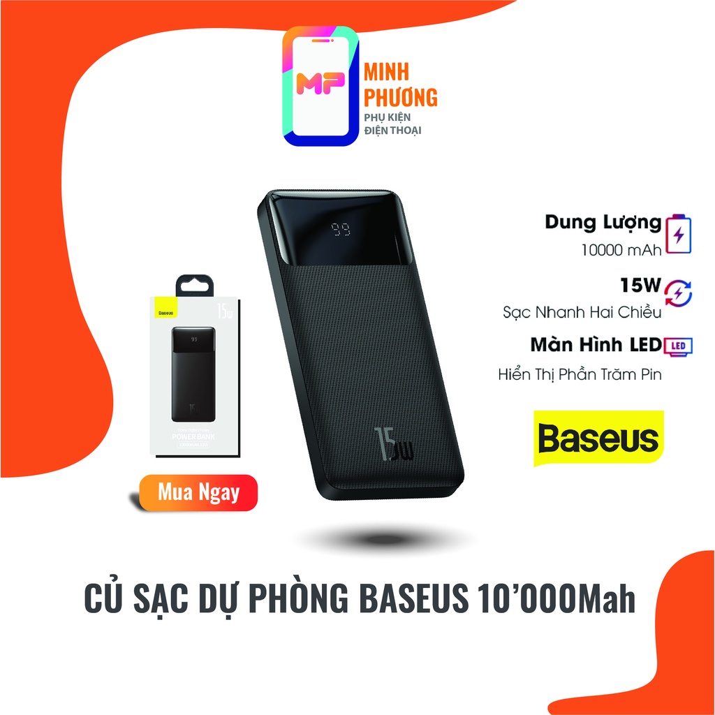 Cục Sạc Dự Phòng Baseus MinhPhuong Shop Sạc Nhanh 15W 10000mMah Cao Cấp, Sạc Dự Phòng Baseus Chính Hãng