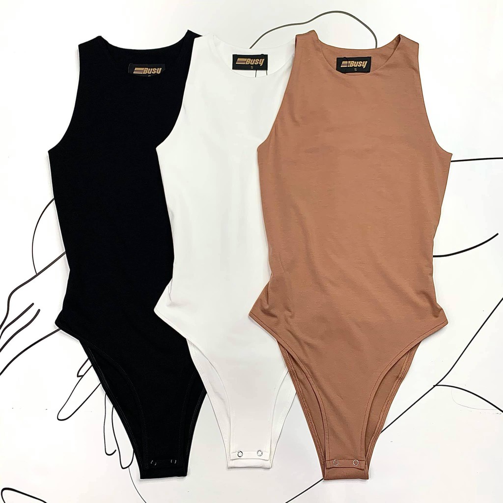 Áo Ba Lỗ Cổ Yếm Bodysuit Nữ Busy Cotton Mịn Hai Lớp BL4B