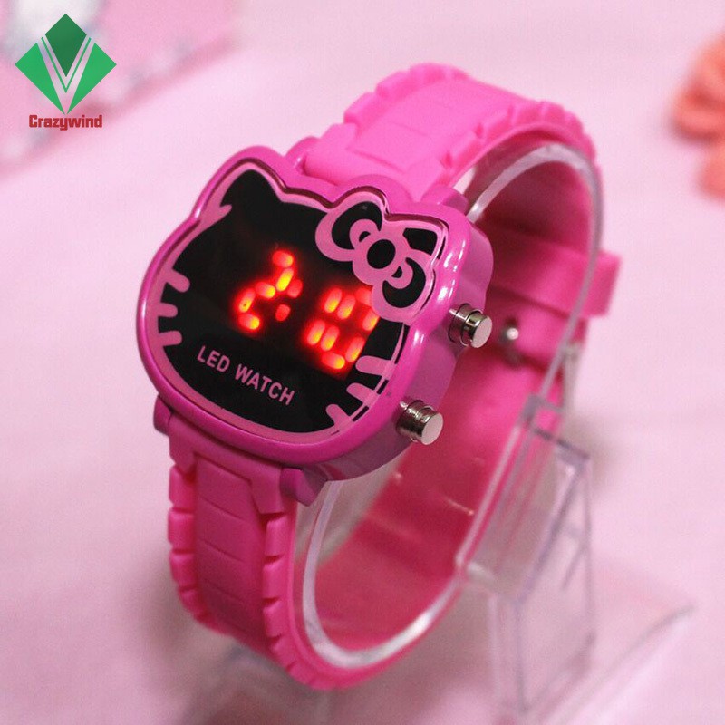 Đồng hồ điện tử mặt hình Hello Kitty chống thấm nước đa năng dành cho bé gái | BigBuy360 - bigbuy360.vn