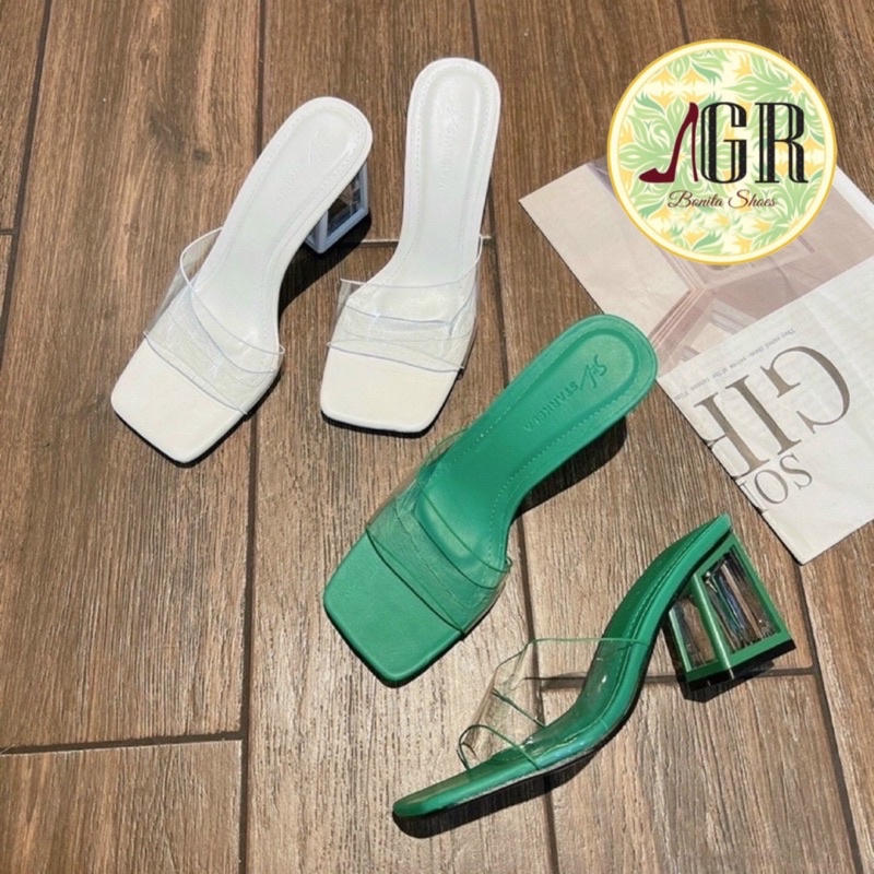 Guốc quai mica bản gót mica viền 6 cm hàng đẹp