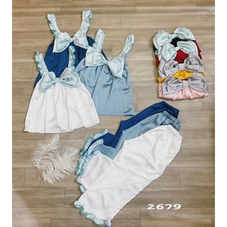 Set đồ bộ lụa satin nơ to - freesize dưới 60kg