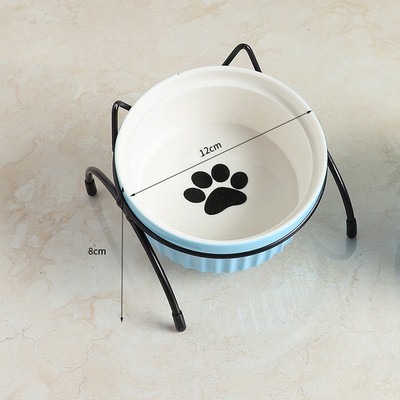 Bát ăn chó mèo chống gù lưng bằng sứ - chén ăn cao cấp đế kim loại
