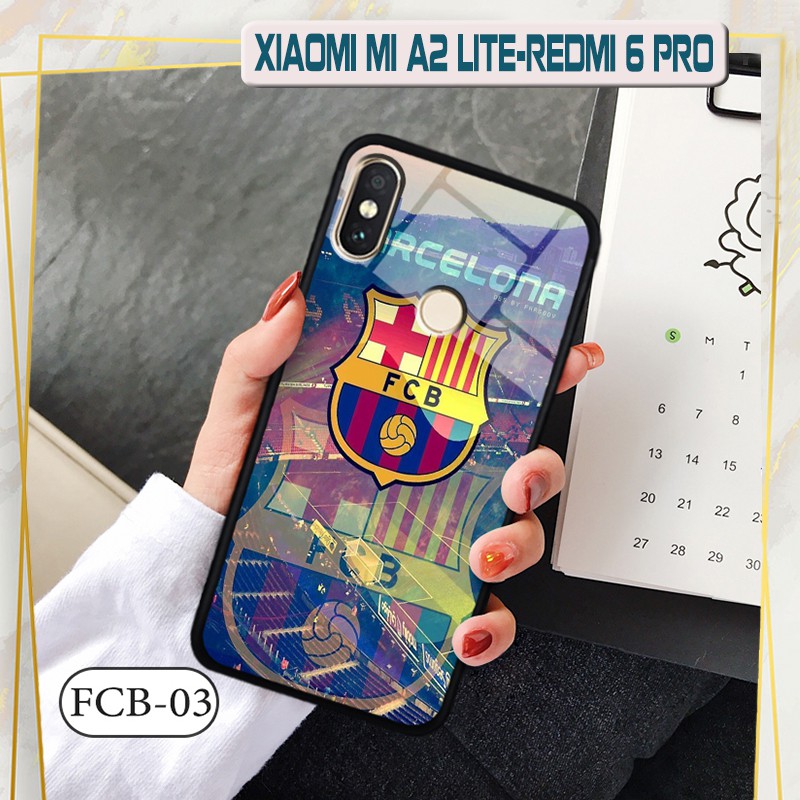 Ốp lưng kính 3D Xiaomi Mi A2 Lite/ Redmi 6 Pro -hình đội bóng