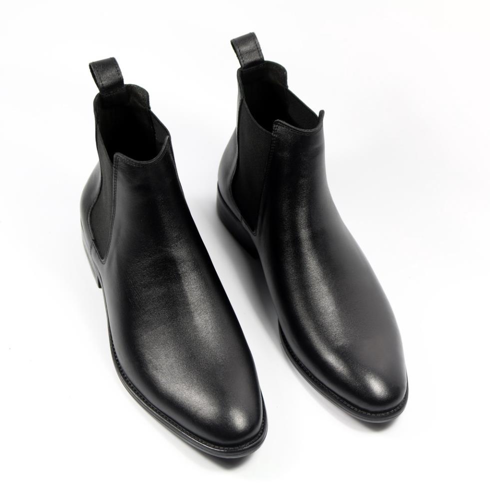 Chelsea boots đen siêu đẹp - Giày cao cổ nam siêu đẹp đế cao su - giày boot nam cao cổ đế cao su non êm chân .