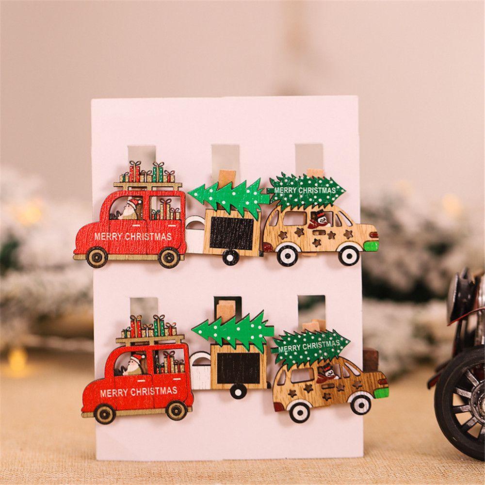 Kẹp Gỗ Mini Hình Ông Già Noel / Tuần Lộc Trang Trí Giáng Sinh DIY