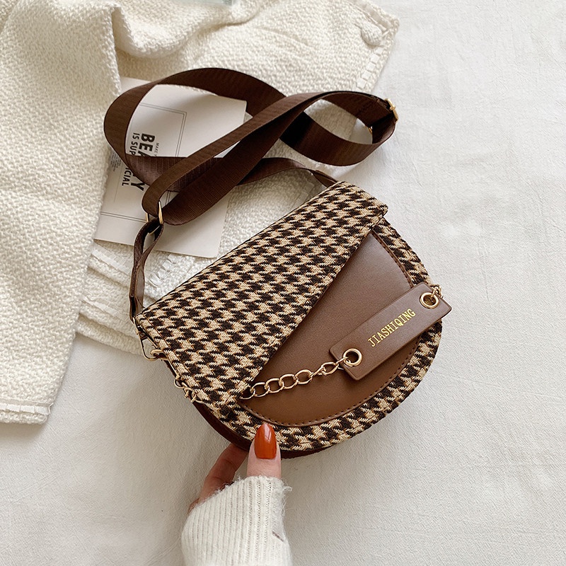 Túi Đeo Chéo Vai Họa Tiết Sọc Caro Thời Trang Thu Đông Năm 2021