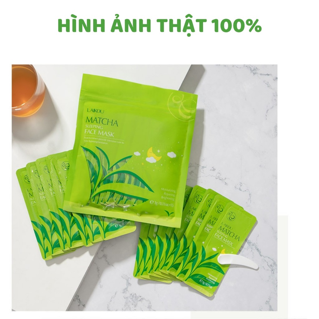 Mặt nạ Matcha Mud Mask Laikou 1 túi 15 gói 3g mặt nạ ngủ trà xanh nội địa trung | BigBuy360 - bigbuy360.vn