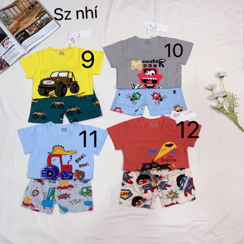 (8-15KG)Bộ cộc tay xuất Hàn cotton lạnh Quảng Châu cho bé sz nhí (55-60-65)- Bảng màu 2022