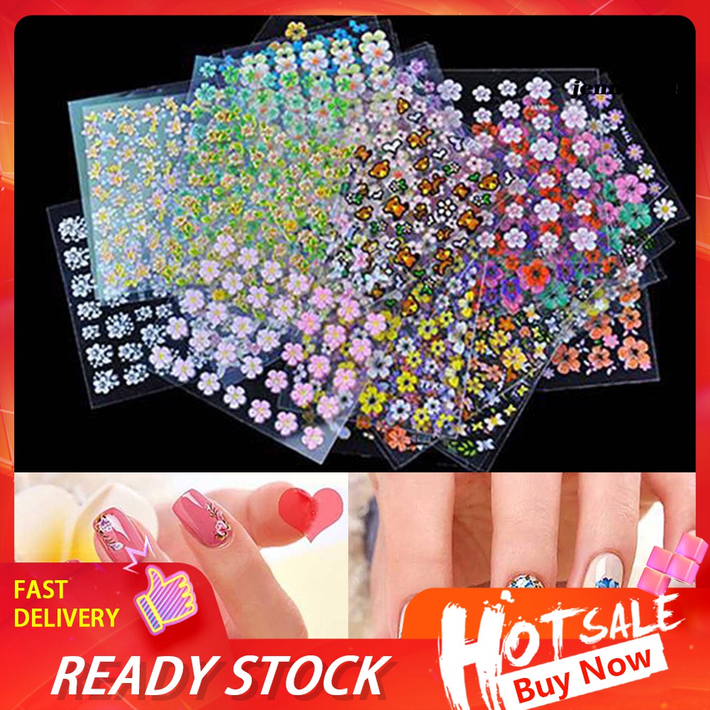 [Hàng mới về] Set 10 Miếng Dán Hình Hoa 3D Trang Trí Móng Tay