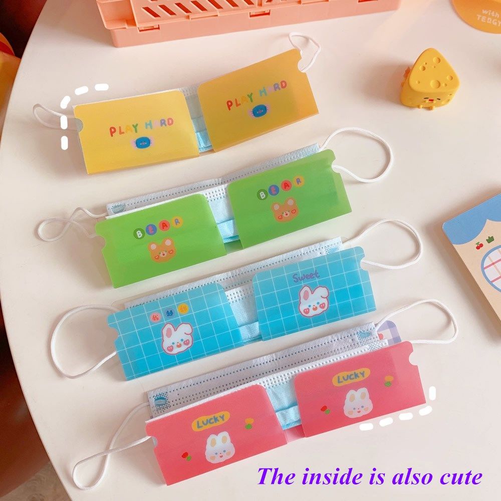 Set 1/5 Hộp Đựng Khẩu Trang Chống Bụi Có Thể Gấp Gọn In Hình Hoạt Hình Mang Đi Du Lịch Tiện Lợi