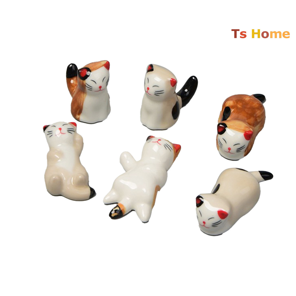 Đồ Gác Đũa Hình Mèo Hoạt Hình Bằng Sứ