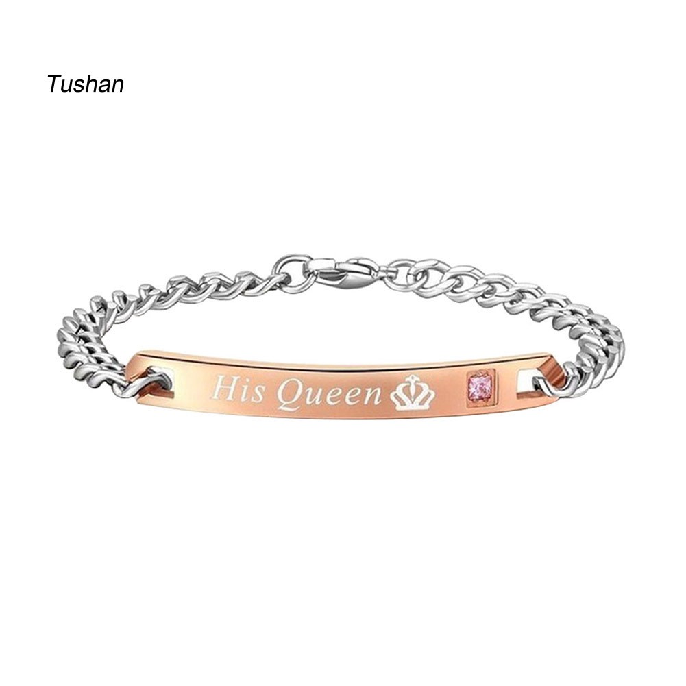 TUSH_His Queen Her King Crown Couple Lover Wristband Bracelet Bangle Jewelry Gift