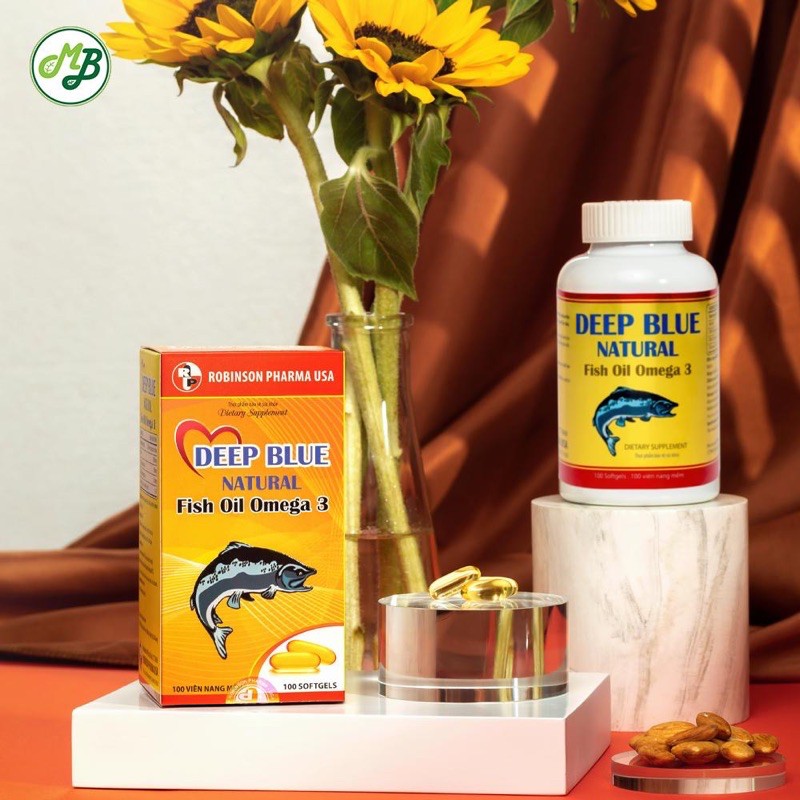 Viên Uống Deep Blue Natural Fish Oil Omega 3 Bổ Sung Giúp Sáng Mắt,Bổ Não Khỏe Tim.Chai 100V