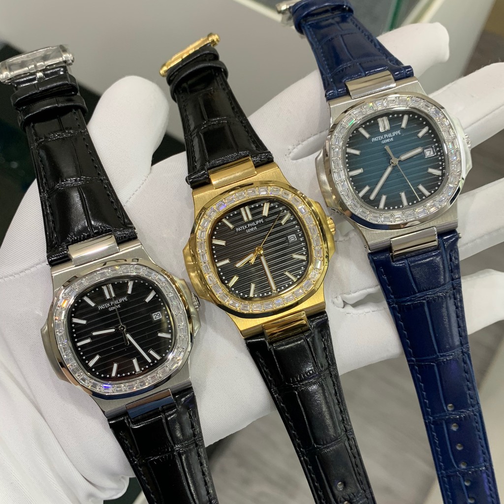 Đồng Hồ Nam PP GENEVE Máy Cơ Automatic Nhật Viền Đá Size 41 , Chống Nước 5ATM [Bảo Hành 18 Tháng - 1 Đổi 1 Trong 15 Ngày