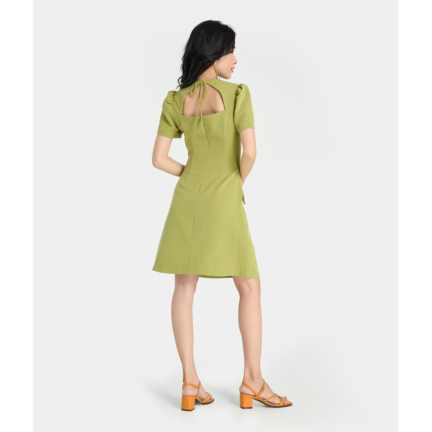 Đầm Lửng Nữ Thời Trang HNOSS Túi Đính Đá Tay Phồng HNDLU063