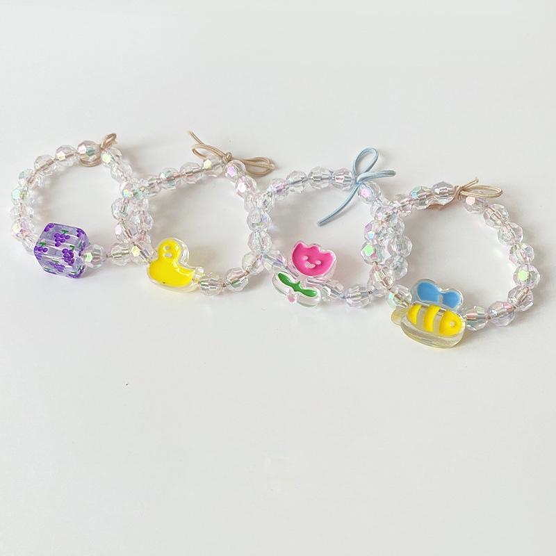 Dây Buộc Tóc Cao Su Họa Tiết Vịt Vàng/Hoa Tulip Dễ Thương Phong Cách Hàn Quốc Cho Nữ