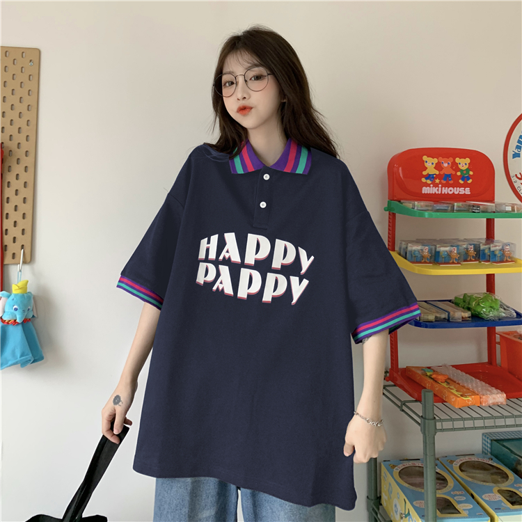 Áo Thun Ngắn Tay Cổ Bẻ Thời Trang Hàn Quốc Cho Nữ