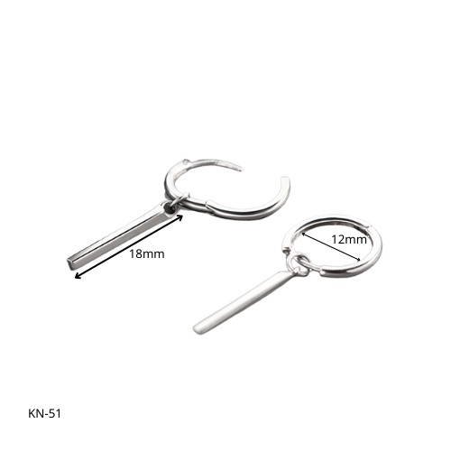 Khuyên tai nam bạc tròn thanh thẳng treo có thể tháo rời unisex Straight Line (1 chiếc) | GEMY SILVER KN51