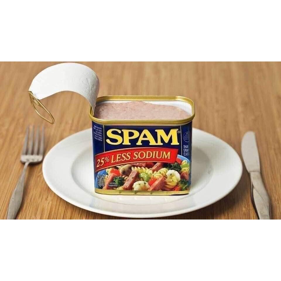 Thịt hộp SPAM của Mỹ 340g (2 loại truyền thống và ít mặn) (Date 2/2023)