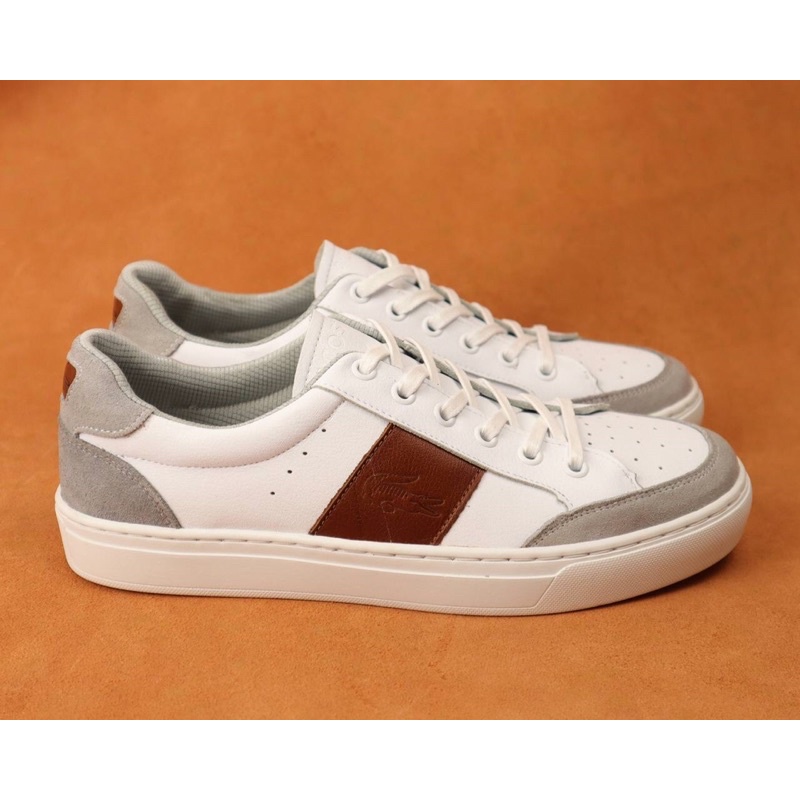 Giầy da nam kiều dáng Sneaker buộc dây màu trắng, Giầy sneaker nam