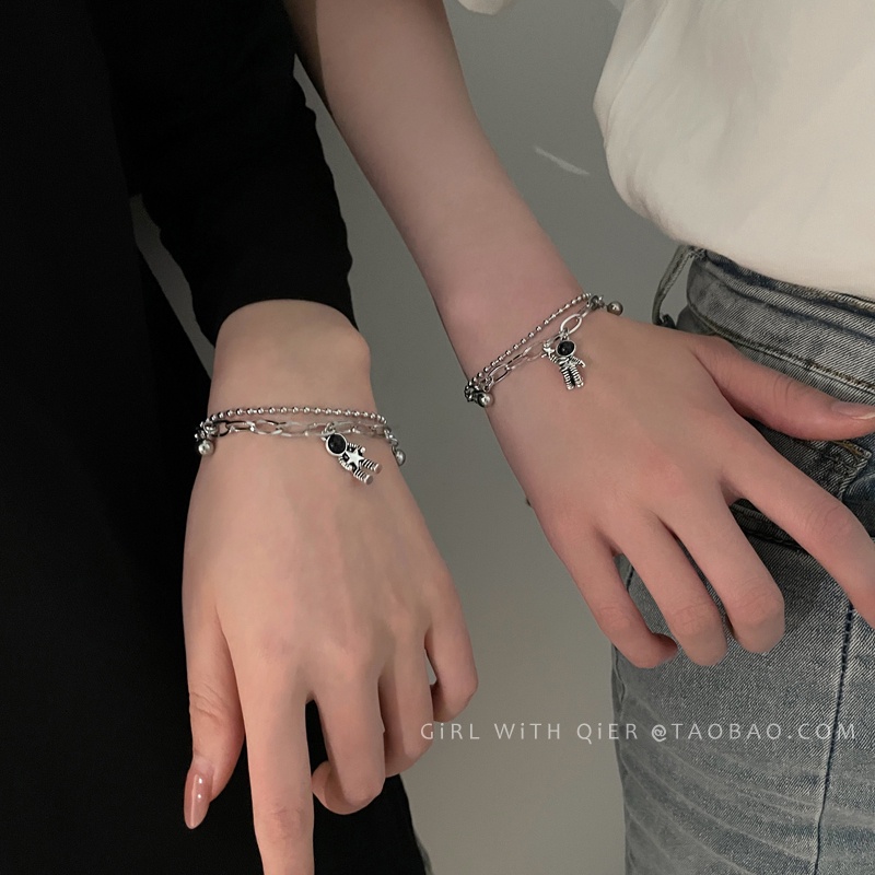 Vòng Tay Hai Lớp Mặt Hình Phi Hành Gia Thời Trang Cho Cặp Đôi