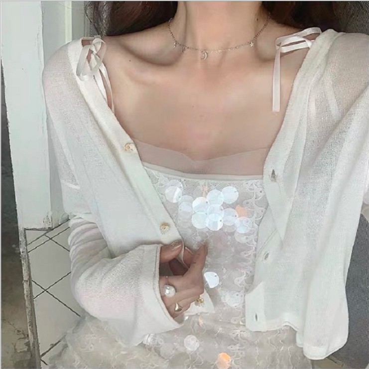 Áo cardigan len mỏng khoác ngoài dệt kim trơn Ulzzang Hàn Quốc MSP468