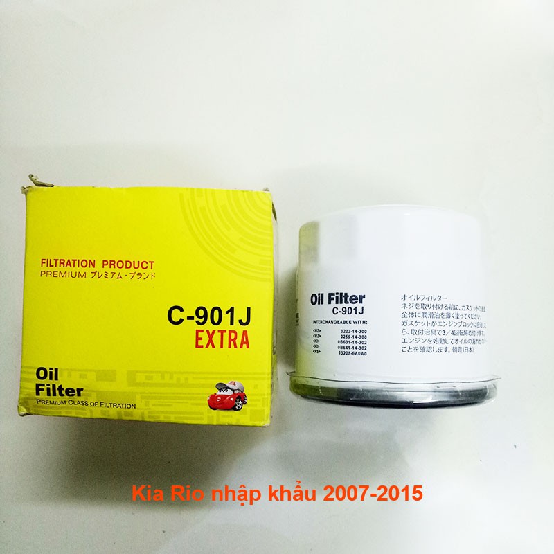 Lọc nhớt C901J JS Asakashi dùng cho Kia Rio nhập khẩu 2007, 2008, 2009, 2010, 2011, 2012, 2013, 2014