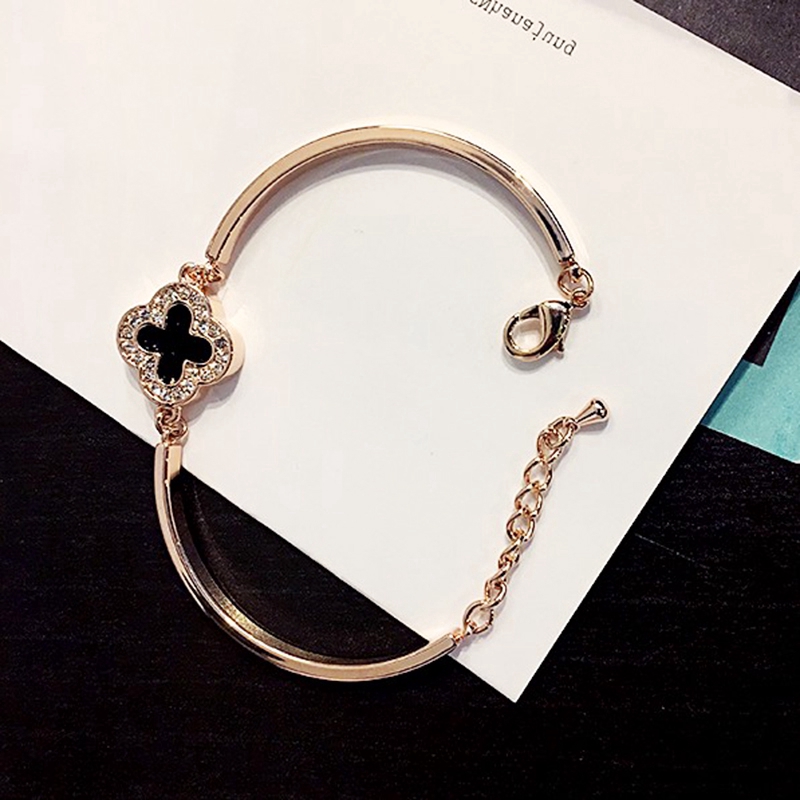 Vòng tay nữ mặt cỏ 4 lá lắc tay nữ đính đá pha lê lấp lanh xinh xắn phong cách hàn quốc | BigBuy360 - bigbuy360.vn