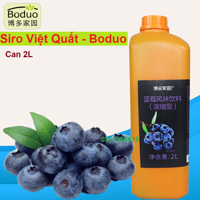 Siro Việt Quất Boduo Syrup Việt Quất Boduo Pha chế trà sữa - trà hoa quả Can 2L Hàng chính hãng