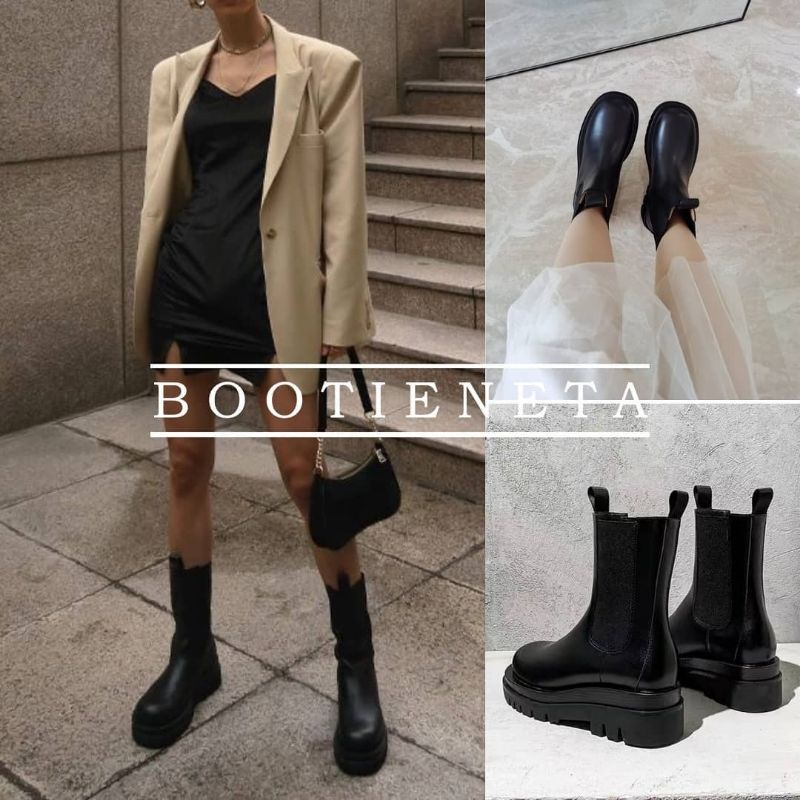 Giày chelsea bốt da mềm nữ cao cổ không dây boot mũi tròn đế 5 phân 2022 tặng vớ giày thể thao sneakers nữ