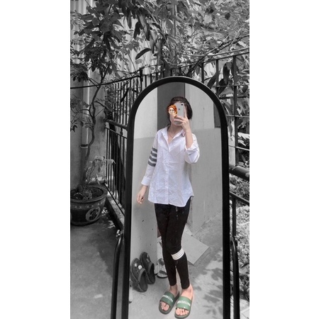 Áo Sơ Mi Sọc Tay THOM Cổ Đức Form Rộng Vải Thô Lụa Mềm Mịn Tay Dài Kiểu Dáng Basic Thời Trang Hàn Quốc