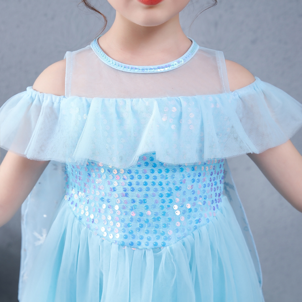 Đầm Công Chúa Elsa Đính Kim Sa Cho Bé Gái