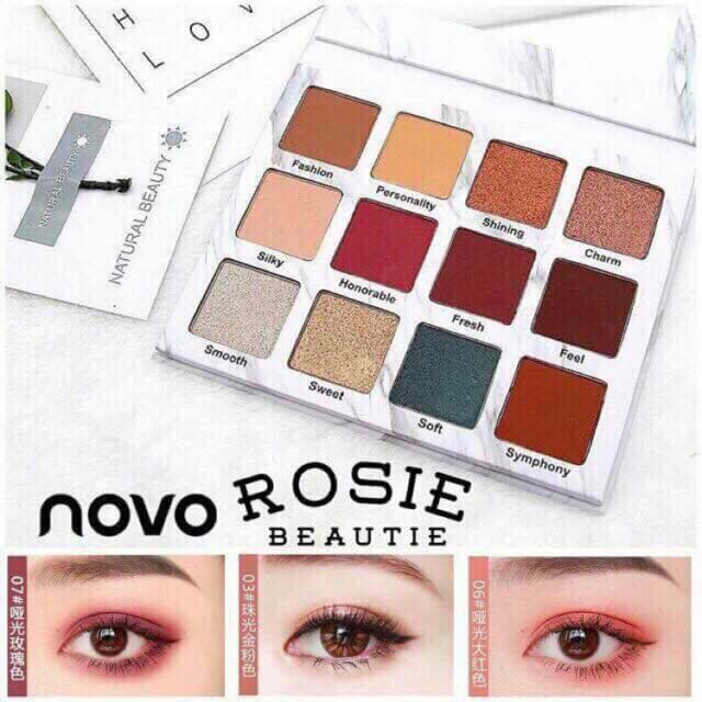 Bảng 12 Màu Mắt VIVID COLOR NOVO ROSIE Cực Bền Màu