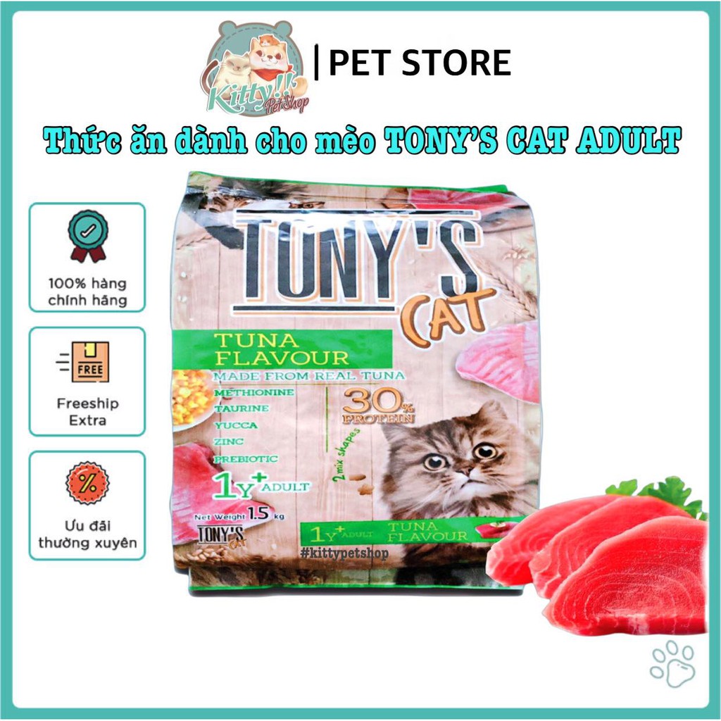 Thức ăn hạt Tonys Cat Adult dành cho mèo trưởng thành, vị cá ngừ , tony cat - Kitty Pet Shop
