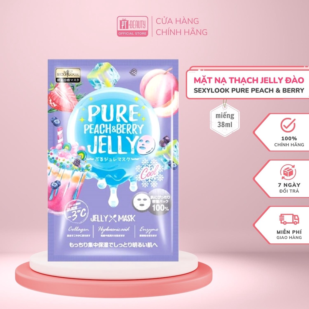 Lẻ 1 miếng Mặt nạ thạch jelly đào SEXYLOOK Pure Peach & Berry Jelly Mask dưỡng trắng da 38ml