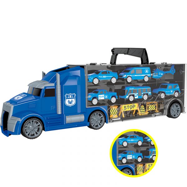 Ô Tô Đồ Chơi Cho Bé , Bộ Xe Tải To Chở 6 Xe Nhỏ Bằng Kim Loại Chắc Chắn