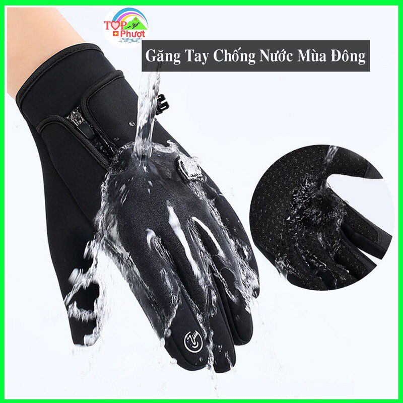 Găng tay nam nữ đi xe máy chống nước chống gió lót nỉ siêu ấm bất chấp rét đại hàn