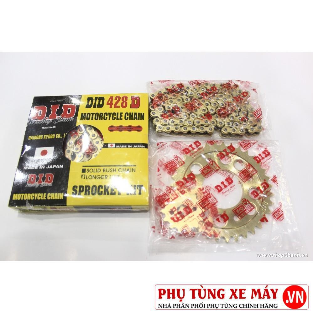 Nhông sên dĩa DID vàng cho Exciter 135 hoặc Axelo