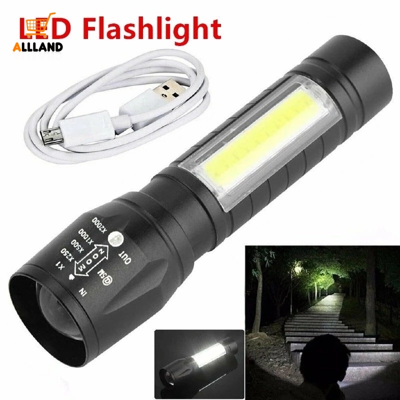 Đèn Pin Led COB 2 Trong 1 Chống Thấm Nước Siêu Sáng Có Thể Cầm Tay Sử Dụng Khi Đi Cắm Trại