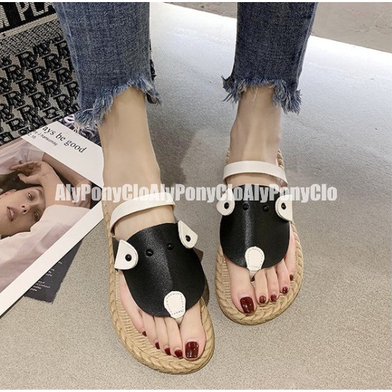 [ẢnhThật+Clip] Dép Nữ Hình Cún Đế Giả Cói Siêu Dễ Thương Mới 2020