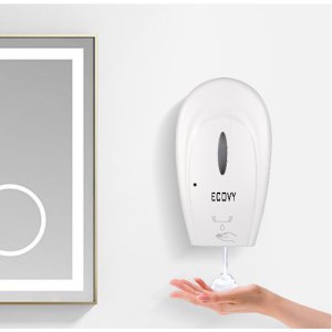 Máy xịt rửa tay cảm ứng tự động ECOVY vòi phun bọt tuyết, màu trắng (1000ml), máy tròn sang trọng