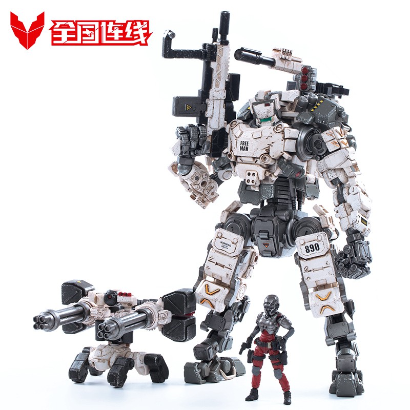 Mô hình JOYTOY Dark Source Steel Bone Attack Mech 1/25 White Steel Mecha Collector's Edition With Soldier