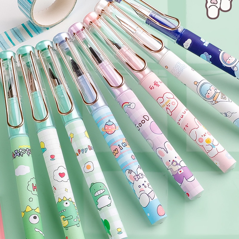 Set 3 Bút Máy Hình Hoạt Hình Đáng Yêu Có Thể Thay Thế Cho Học Sinh
