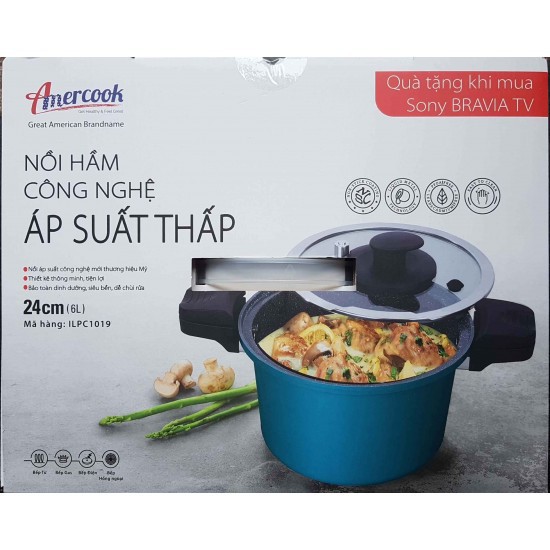 NỒI ÁP SUẤT ĐUN BẾP TỪ AMERCOOK - 6L - 24 CM - MẶT CHỐNG DÍNH ĐÁ