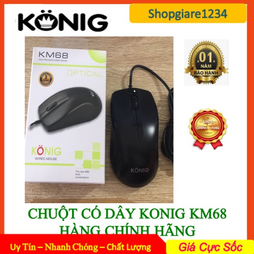 Chuột quang có dây hiệu KONIG KM68 CHÍNH HÃNG - BH 12 tháng 1 đổi 1