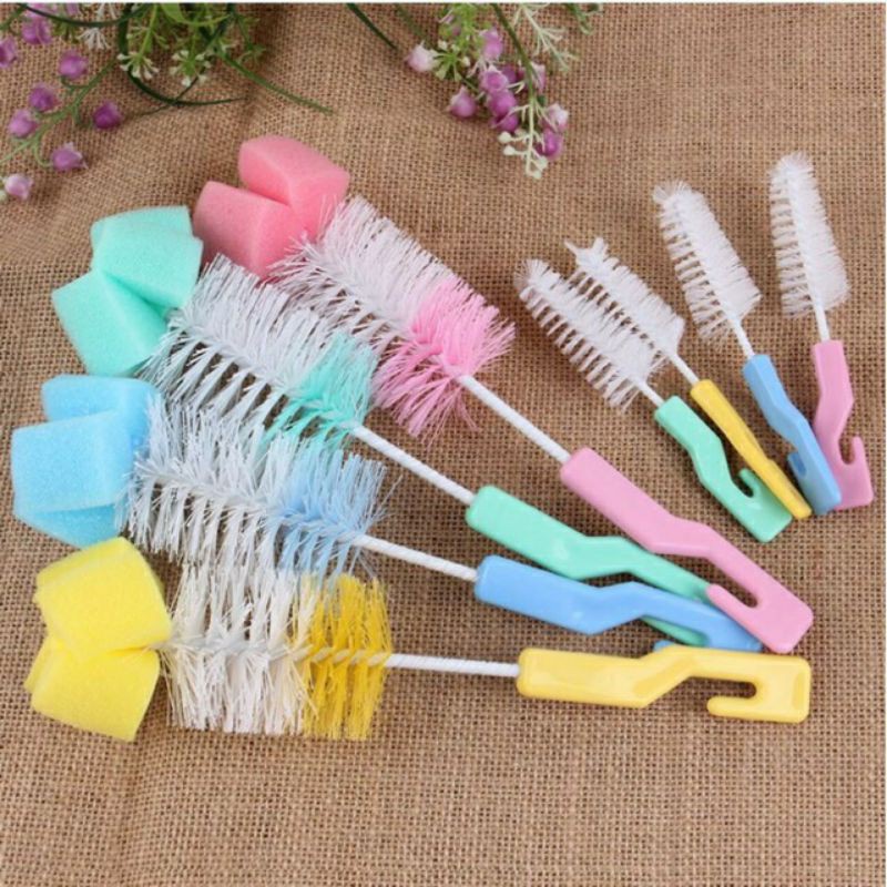 Bộ Chổi Cọ Bình Sữa Và Núm Ty có đầu mút mềm cọ rửa sạch &amp; không làm trầy xước bình sữa