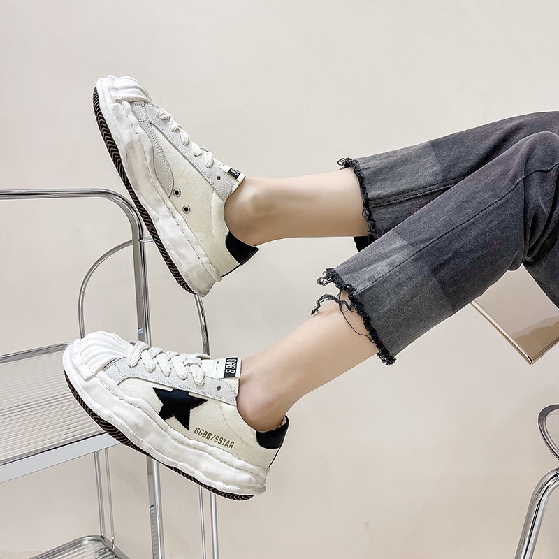 Qiaoyiluo Giày Thể Thao Đế Dày Tăng Chiều Cao Màu Trắng Nhỏ