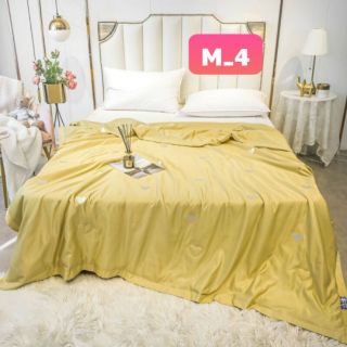 CHĂN LỤA TENCEL 1 MÀU THÊU CAO CẤP