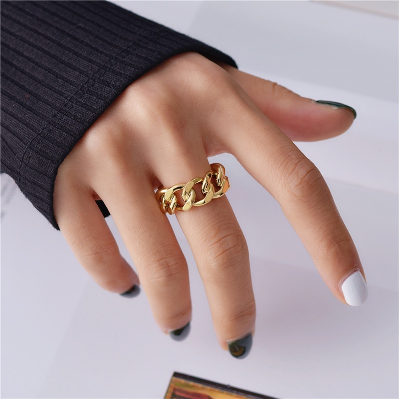 Nhẫn hở dạng dây xích mạ vàng / bạc đơn giản dễ thương thời trang cổ điển có thể điều chỉnh kích thước cho nam nữ